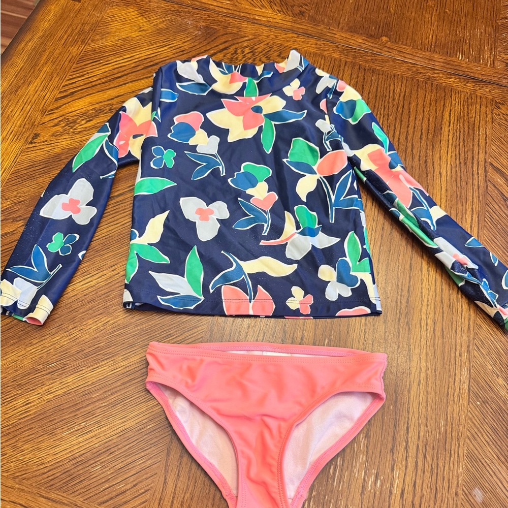 Carter's Floral Rashguard Set - Navy and Pink